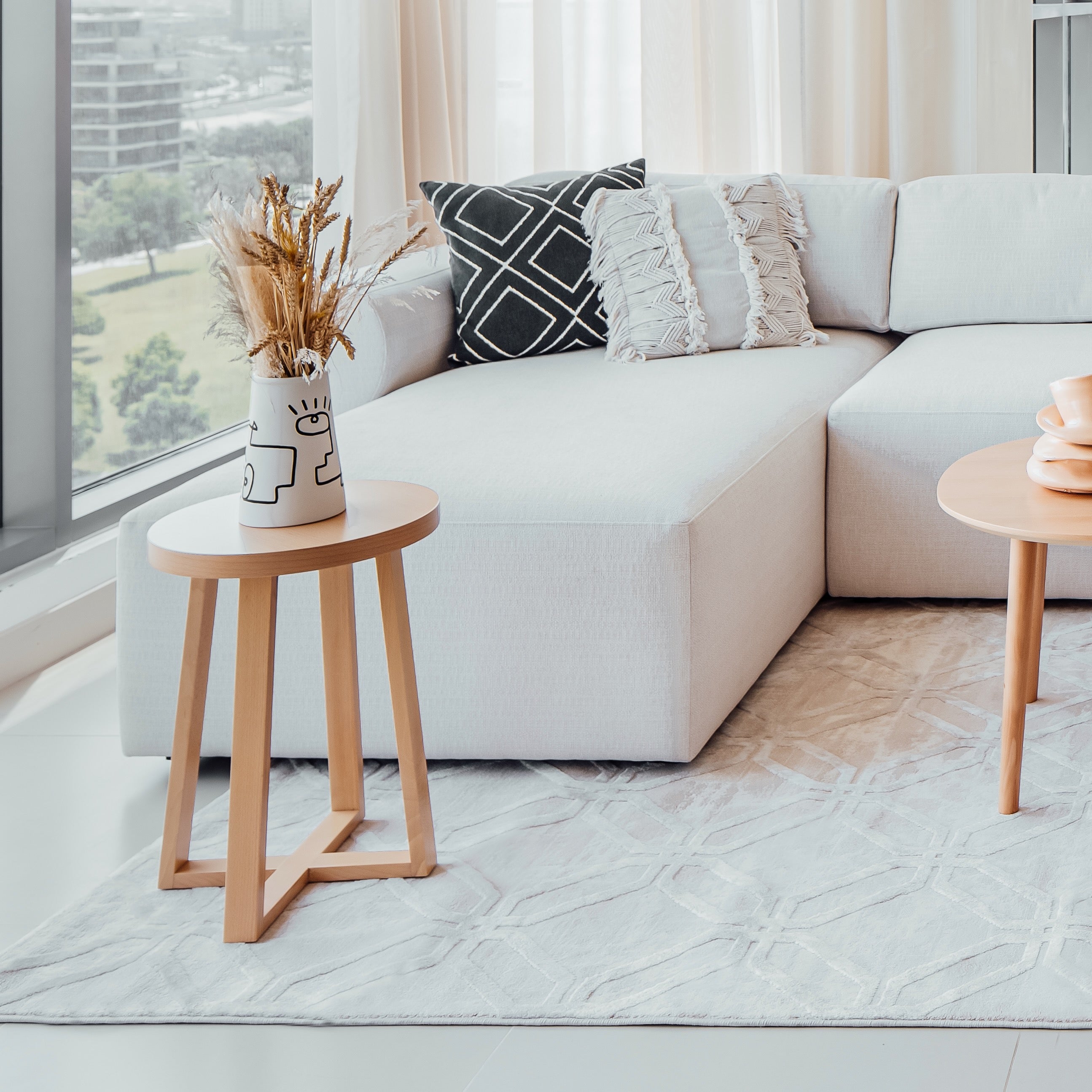 Geometric Beige Rug